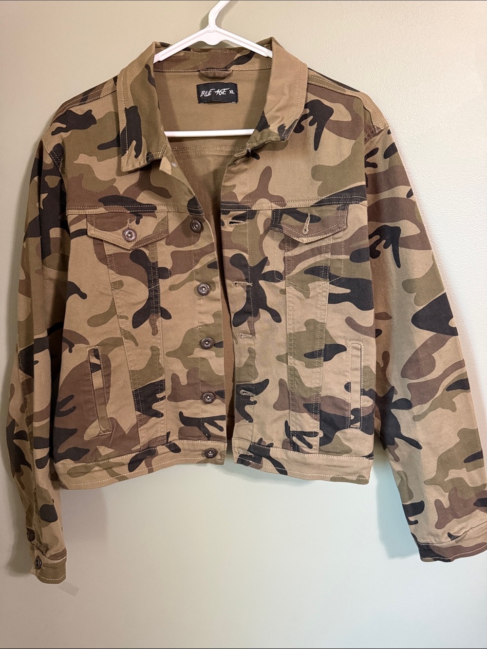 Blue Age Women's Camouflage Utility Jacket - Tan & Olive Green